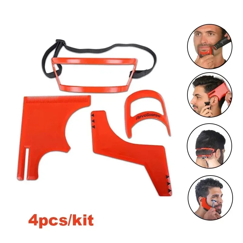 Men'S Beard Grooming - 2/4Pcs Men's Beard CombsผมTrimmersพลาสติกMen Beard Shapingจัดแต่งทรงผมหวีเครื่องมือความงามสําหรับผมเคราTrimแม่แบบไม้บรรทัด