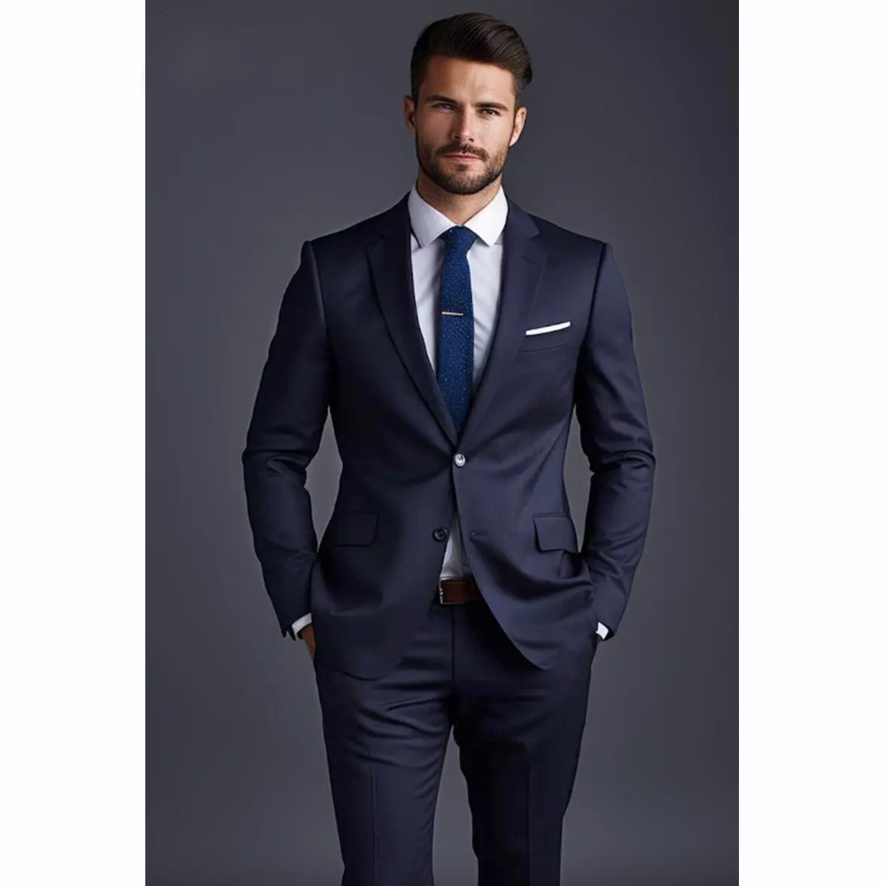 Men Grooming Outfit - ชุดสูทผู้ชาย 2 ชิ้น สไตล์ลำลองทางธุรกิจ แจ็คเก็ตและกางเกง สำหรับงานแต่งงาน