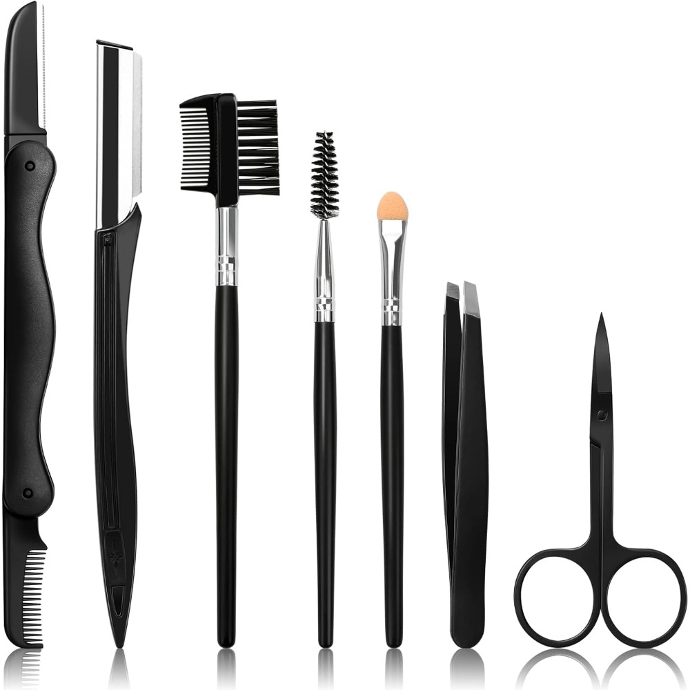 Men'S Grooming Eyebrow Shape - ชุดอุปกรณ์ตกแต่งคิ้ว 7 in 1 พร้อมมีดโกนคิ้ว แปรง