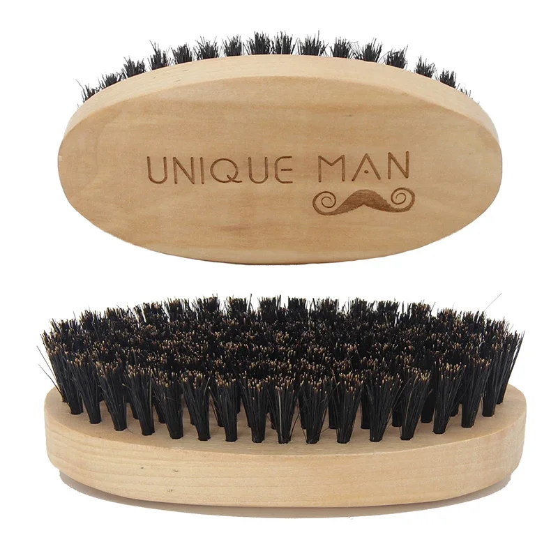 Men'S Beard Grooming - ไม้ผมแปรงเคราสําหรับชายไม้ธรรมชาติหวีหมูป่าหนวดแปรงเดินทางผู้ชายคลื่นแปรงของขวัญวันเกิด Beard Care