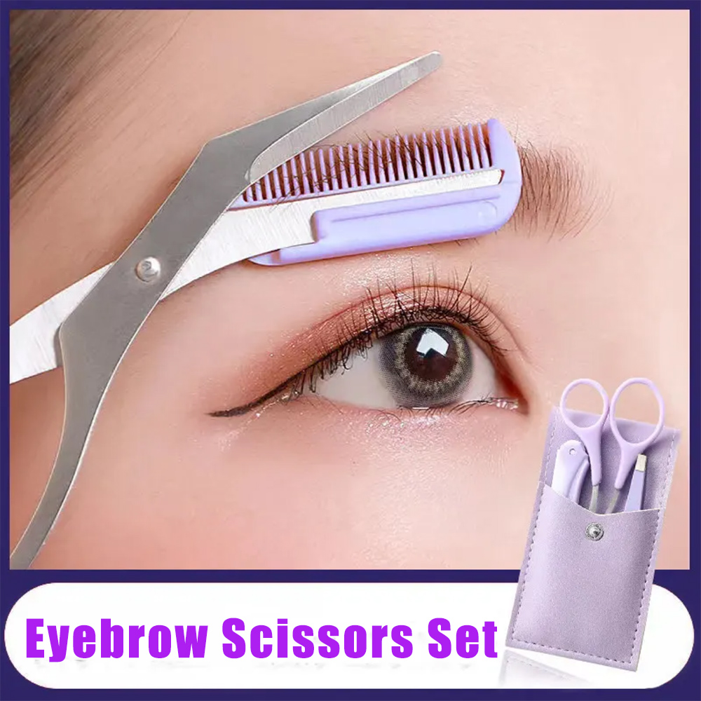 Men'S Grooming Eyebrow Shape - ชุดอุปกรณ์แต่งทรงคิ้วแบบมืออาชีพ ชุดเครื่องมือเสริมความงามพร้อมกระเป๋าหนังสำหรับผู้หญิงและผู้ชาย