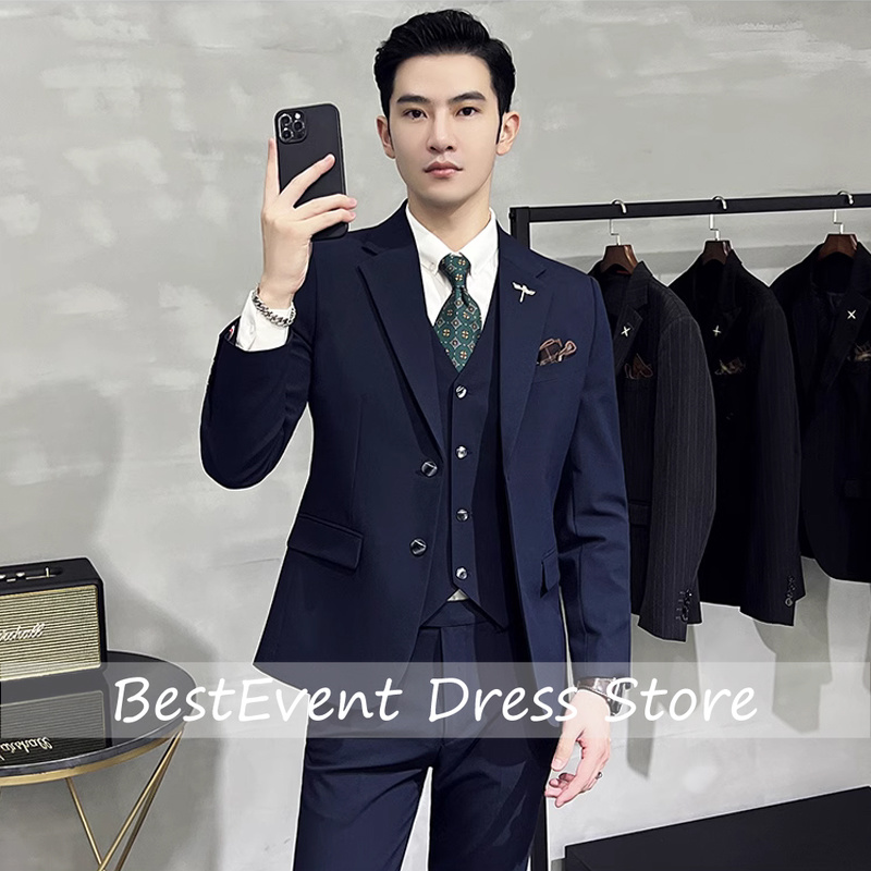 Men'S Grooming Brands - ชุดสูทลำลองสีพื้นสำหรับผู้ชายแบรนด์หรูหรา เหมาะสำหรับธุรกิจ งานแต่งงาน งานเลี้ยง สามารถสั่งตัดได้