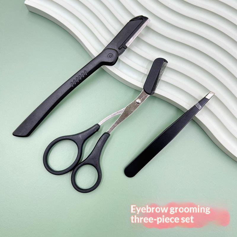 Men'S Grooming Eyebrow Shape - ชุดแต่งคิ้วสแตนเลส 3 ชิ้น สำหรับผู้หญิงและผู้ชาย เครื่องมือจัดแต่งทรงคิ้วอย่างแม่นยำ สำหรับใช้ในบ้านและร้านเสริมสวย