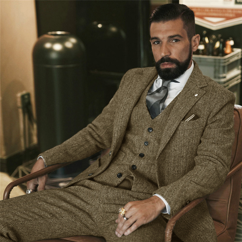 ผ้าขนสัตว์สีเทา Tweed ชุดฤดูหน - Men Grooming Outfit บทวิจารณ์และราคา